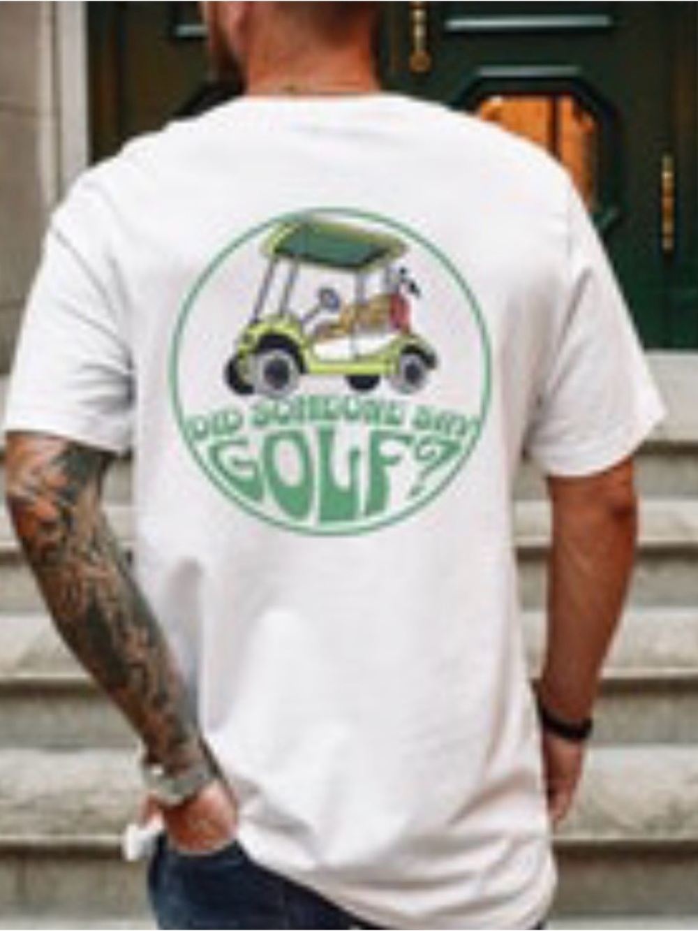 White Graphic Golf Cart T-Shirt Casual Men’s Shirt